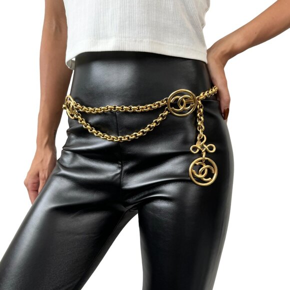 CHANEL Vintage 93P CC Logo Chain Belt Accessory Gold Metal Charm RankAB [103520] - Picture 4 of 10